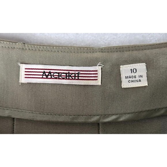 Fluted Vintage Midi Skirt Khaki Sz 10 by Maakif Classic Career Wear Office Twirl - Picture 7 of 15
